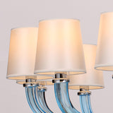 12 Bulbs Ceiling Chandelier Tradition Starburst White/Red/Blue Glass Hanging Pendant Light with Cone Fabric Shade Clearhalo 'Ceiling Lights' 'Chandeliers' Lighting' options 296825