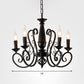 Black Candle Hanging Chandelier Traditionary Metal 3/4/5 Lights Living Room Ceiling Pendant Light with Curly Arm Clearhalo 'Ceiling Lights' 'Chandeliers' Lighting' options 297068