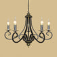 Black Candle Chandelier Lighting Vintage Metal 3/5/6 Bulbs Dining Room Ceiling Suspension Lamp with Curly Arm Clearhalo 'Ceiling Lights' 'Chandeliers' Lighting' options 297216