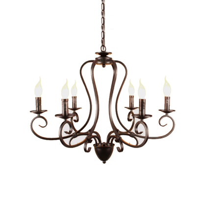 Candle Living Room Hanging Chandelier Traditionary Metal 6/8 Heads Black Ceiling Pendant Light Fixture 6 Black Clearhalo 'Ceiling Lights' 'Chandeliers' Lighting' options 297241_aa71b6cc-1d41-4c0f-8902-e221eb7b98a2