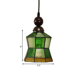 1 Light Geometric Pendant Tiffany Style Green Frosted Glass Hanging Light Fixture for Bedroom Clearhalo 'Ceiling Lights' 'Industrial' 'Middle Century Pendants' 'Pendant Lights' 'Pendants' 'Tiffany close to ceiling' 'Tiffany Pendants' 'Tiffany' Lighting' 297314