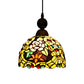 Pink/Yellow 1 Light Pendant Lighting Tiffany Style Stained Art Glass Blossom Ceiling Lamp Clearhalo 'Ceiling Lights' 'Industrial' 'Middle Century Pendants' 'Pendant Lights' 'Pendants' 'Tiffany close to ceiling' 'Tiffany Pendants' 'Tiffany' Lighting' 297330