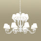 White Tapered Chandelier Lamp Traditionary Fabric 10/12/16 Bulbs Bedroom Pendant Light Fixture with Curved Metal Arm 16 White Clearhalo 'Ceiling Lights' 'Chandeliers' Lighting' options 297347_7d53fdb8-808b-4091-812c-256b346b2e24
