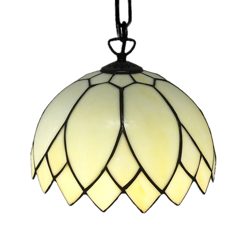 1 Light Kitchen Ceiling Pendant Baroque Black Suspension Lighting with Blossom Beige Glass Shade Clearhalo 'Ceiling Lights' 'Industrial' 'Middle Century Pendants' 'Pendant Lights' 'Pendants' 'Tiffany close to ceiling' 'Tiffany Pendants' 'Tiffany' Lighting' 297399