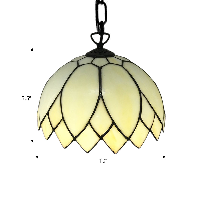 1 Light Kitchen Ceiling Pendant Baroque Black Suspension Lighting with Blossom Beige Glass Shade Clearhalo 'Ceiling Lights' 'Industrial' 'Middle Century Pendants' 'Pendant Lights' 'Pendants' 'Tiffany close to ceiling' 'Tiffany Pendants' 'Tiffany' Lighting' 297400