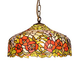 Floral Ceiling Suspension Lamp 1 Light Cut Glass Mediterranean Pendant Lighting Fixture in Red Clearhalo 'Ceiling Lights' 'Close To Ceiling Lights' 'Industrial' 'Middle Century Pendants' 'Pendant Lights' 'Pendants' 'Tiffany close to ceiling' 'Tiffany Pendants' 'Tiffany' Lighting' 297410