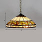 Flower/Cone Hanging Light Fixture 1 Light Stained Glass Mediterranean Pendant Lamp in Black Clearhalo 'Ceiling Lights' 'Close To Ceiling Lights' 'Industrial' 'Middle Century Pendants' 'Pendant Lights' 'Pendants' 'Tiffany close to ceiling' 'Tiffany Pendants' 'Tiffany' Lighting' 297431