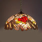 Flower/Cone Hanging Light Fixture 1 Light Stained Glass Mediterranean Pendant Lamp in Black Clearhalo 'Ceiling Lights' 'Close To Ceiling Lights' 'Industrial' 'Middle Century Pendants' 'Pendant Lights' 'Pendants' 'Tiffany close to ceiling' 'Tiffany Pendants' 'Tiffany' Lighting' 297435