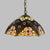 Flower/Cone Hanging Light Fixture 1 Light Stained Glass Mediterranean Pendant Lamp in Black Multi-Color C Clearhalo 'Ceiling Lights' 'Close To Ceiling Lights' 'Industrial' 'Middle Century Pendants' 'Pendant Lights' 'Pendants' 'Tiffany close to ceiling' 'Tiffany Pendants' 'Tiffany' Lighting' 297440