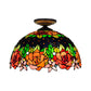 Bronze Rose/Flower Ceiling Lamp Tiffany 1 Bulb Multicolored Stained Glass Flush Mount Lighting Clearhalo 'Ceiling Lights' 'Close To Ceiling Lights' 'Close to ceiling' 'Flush mount' Lighting' 297470