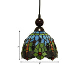 1 Light Pendant Light Mediterranean Dragonfly Cut Glass Hanging Lamp Kit in Black/Red/Yellow for Corridor Clearhalo 'Ceiling Lights' 'Close To Ceiling Lights' 'Industrial' 'Middle Century Pendants' 'Pendant Lights' 'Pendants' 'Tiffany close to ceiling' 'Tiffany Pendants' 'Tiffany' Lighting' 297482