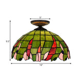 Hand Cut Glass Brass Ceiling Mount Bowl Single Bulb Tiffany-Style Flush Mount Ceiling Light Clearhalo 'Ceiling Lights' 'Close To Ceiling Lights' 'Close to ceiling' 'Flush mount' Lighting' 297521