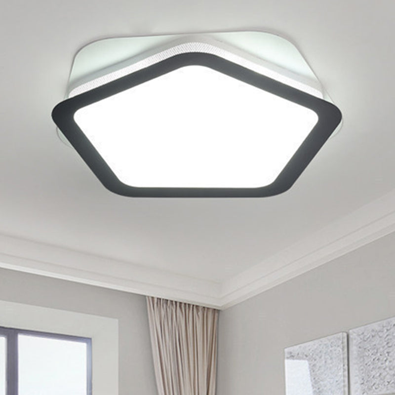 Acrylic Pentagon Flush Light Fixture Modern LED White Flushmount in White/Warm Light for Bedroom White White Clearhalo 'Ceiling Lights' 'Close To Ceiling Lights' 'Close to ceiling' 'Flush mount' Lighting' 297607