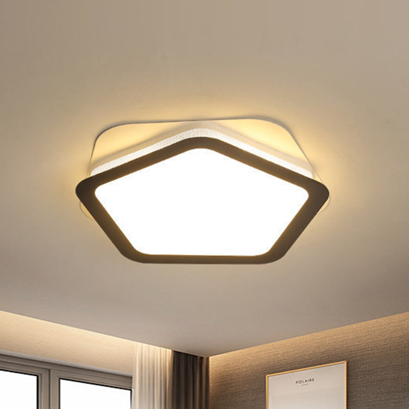 Acrylic Pentagon Flush Light Fixture Modern LED White Flushmount in White/Warm Light for Bedroom White Warm Clearhalo 'Ceiling Lights' 'Close To Ceiling Lights' 'Close to ceiling' 'Flush mount' Lighting' 297609
