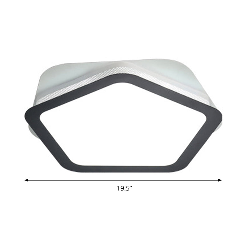 Acrylic Pentagon Flush Light Fixture Modern LED White Flushmount in White/Warm Light for Bedroom Clearhalo 'Ceiling Lights' 'Close To Ceiling Lights' 'Close to ceiling' 'Flush mount' Lighting' 297611