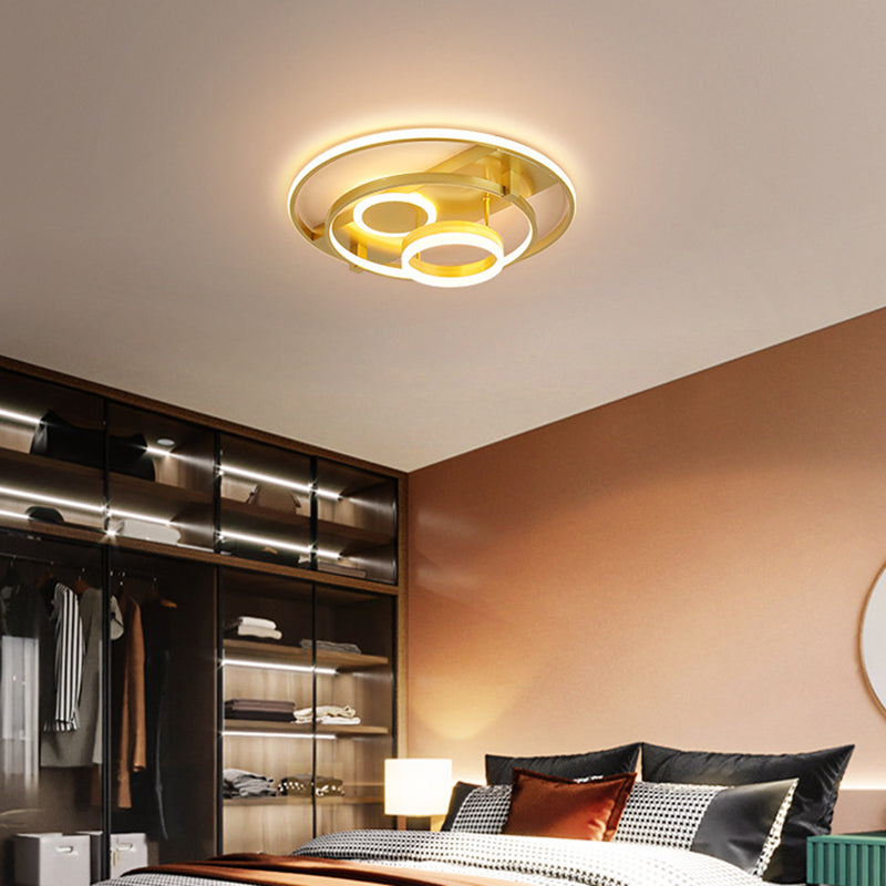 Circular Flush Mount Fixture Contemporary Acrylic 18"/21.5" Wide LED Gold Close to Ceiling Lighting - Gold - Clearhalo - 'Ceiling Lights' - 'Close To Ceiling Lights' - 'Close to ceiling' - 'Flush mount' - Lighting' - 297646