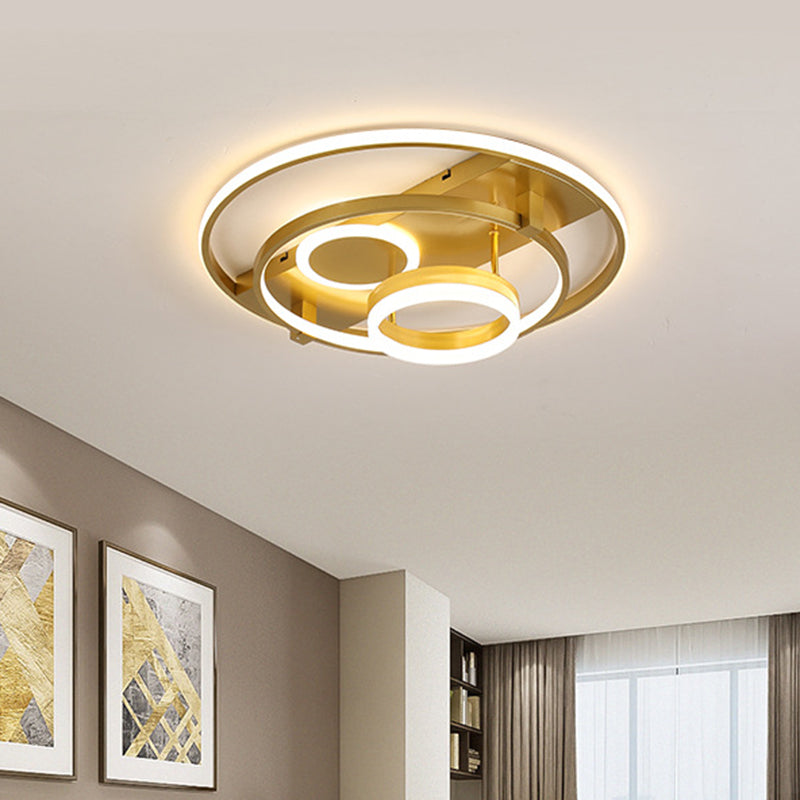 Circular Flush Mount Fixture Contemporary Acrylic 18"/21.5" Wide LED Gold Close to Ceiling Lighting Clearhalo 'Ceiling Lights' 'Close To Ceiling Lights' 'Close to ceiling' 'Flush mount' Lighting' 297647