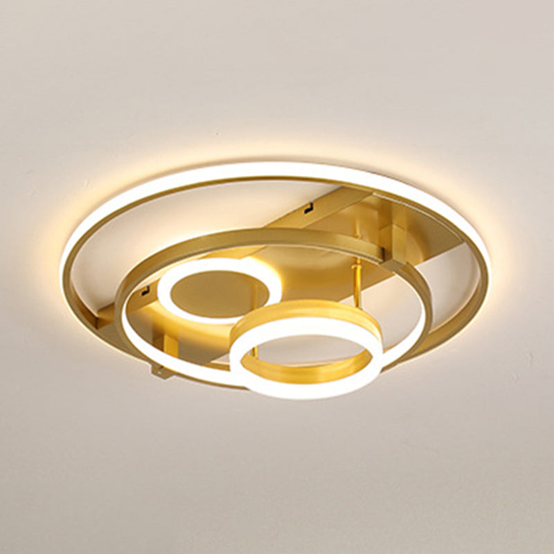 Circular Flush Mount Fixture Contemporary Acrylic 18"/21.5" Wide LED Gold Close to Ceiling Lighting Clearhalo 'Ceiling Lights' 'Close To Ceiling Lights' 'Close to ceiling' 'Flush mount' Lighting' 297648