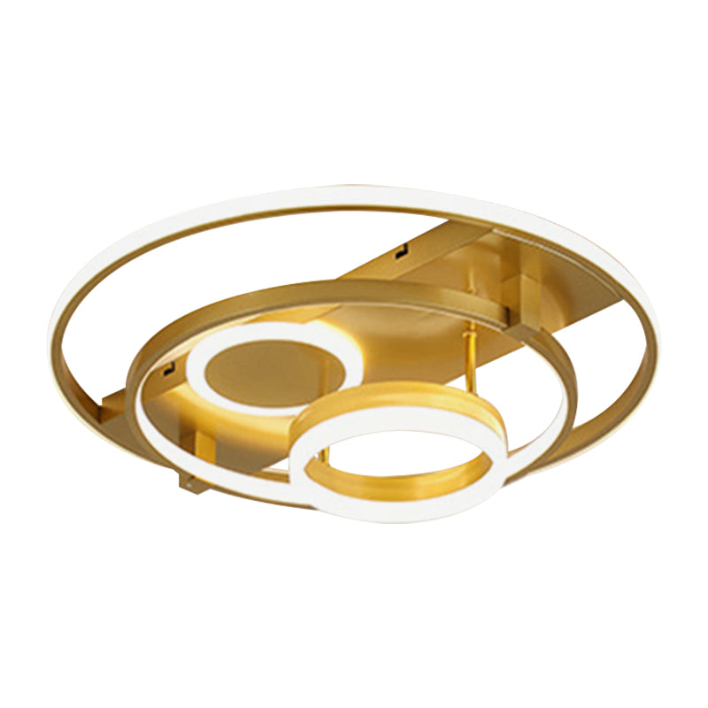 Circular Flush Mount Fixture Contemporary Acrylic 18"/21.5" Wide LED Gold Close to Ceiling Lighting - Clearhalo - 'Ceiling Lights' - 'Close To Ceiling Lights' - 'Close to ceiling' - 'Flush mount' - Lighting' - 297649