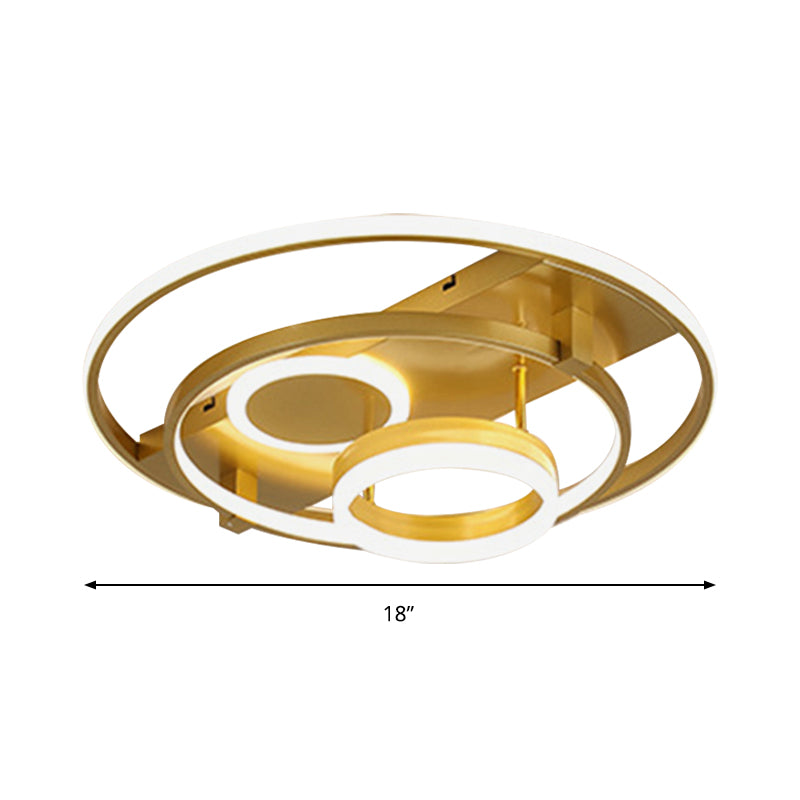 Circular Flush Mount Fixture Contemporary Acrylic 18"/21.5" Wide LED Gold Close to Ceiling Lighting - Clearhalo - 'Ceiling Lights' - 'Close To Ceiling Lights' - 'Close to ceiling' - 'Flush mount' - Lighting' - 297650