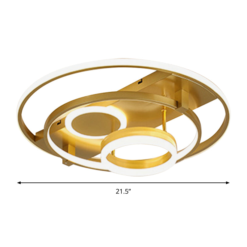 Circular Flush Mount Fixture Contemporary Acrylic 18"/21.5" Wide LED Gold Close to Ceiling Lighting - Clearhalo - 'Ceiling Lights' - 'Close To Ceiling Lights' - 'Close to ceiling' - 'Flush mount' - Lighting' - 297651
