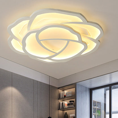 16.5"/20.5" Wide Acrylic Flower Flush Mount Lighting Modern Style LED White Ceiling Lamp in White/Warm Light White Clearhalo 'Ceiling Lights' 'Close To Ceiling Lights' 'Close to ceiling' 'Flush mount' Lighting' 297683