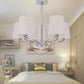 Chrome Barrel Chandelier Lamp Modernism 5 Lights Fabric Pendant Light Kit for Bedroom Clearhalo 'Ceiling Lights' 'Chandeliers' 'Modern Chandeliers' 'Modern' Lighting' 297703