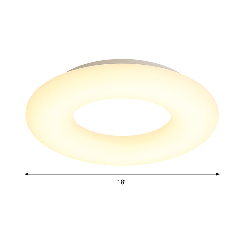 18"/23.5" Wide Doughnut Acrylic Flush Mount Lighting Modern LED Close to Ceiling Lamp in White Clearhalo 'Ceiling Lights' 'Close To Ceiling Lights' 'Close to ceiling' 'Flush mount' Lighting' 297728