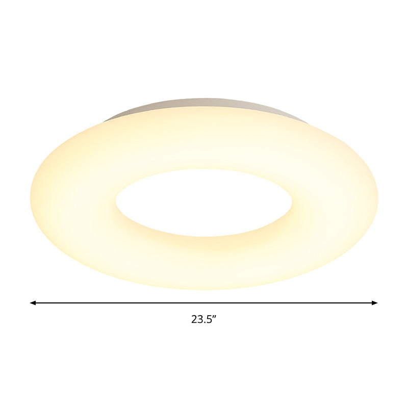 18"/23.5" Wide Doughnut Acrylic Flush Mount Lighting Modern LED Close to Ceiling Lamp in White Clearhalo 'Ceiling Lights' 'Close To Ceiling Lights' 'Close to ceiling' 'Flush mount' Lighting' 297729
