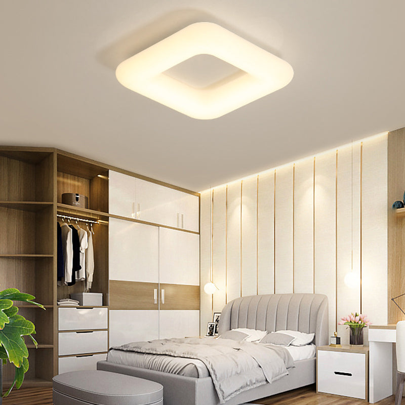 Acrylic Square Flush Lighting Modernist White LED Ceiling Mount Lamp Fixture for Bedroom, 18"/23.5"/29.5" Wide Clearhalo 'Ceiling Lights' 'Close To Ceiling Lights' 'Close to ceiling' 'Flush mount' Lighting' 297732