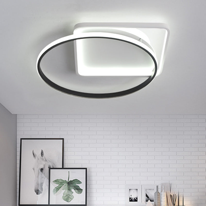 Ring Flushmount Modernist Acrylic LED White Ceiling Light Fixture in White/Warm Light, 16"/19.5" Wide White Clearhalo 'Ceiling Lights' 'Close To Ceiling Lights' 'Close to ceiling' 'Flush mount' Lighting' 297749