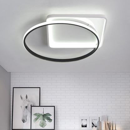 Ring Flushmount Modernist Acrylic LED White Ceiling Light Fixture in White/Warm Light, 16"/19.5" Wide White Clearhalo 'Ceiling Lights' 'Close To Ceiling Lights' 'Close to ceiling' 'Flush mount' Lighting' 297749
