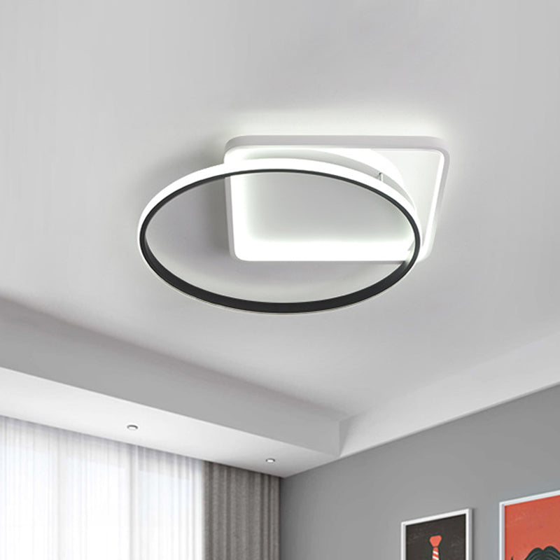 Ring Flushmount Modernist Acrylic LED White Ceiling Light Fixture in White/Warm Light, 16"/19.5" Wide Clearhalo 'Ceiling Lights' 'Close To Ceiling Lights' 'Close to ceiling' 'Flush mount' Lighting' 297750