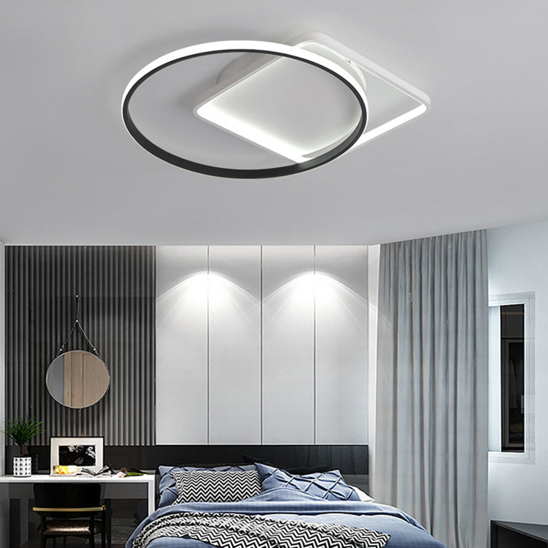 Ring Flushmount Modernist Acrylic LED White Ceiling Light Fixture in White/Warm Light, 16"/19.5" Wide Clearhalo 'Ceiling Lights' 'Close To Ceiling Lights' 'Close to ceiling' 'Flush mount' Lighting' 297751