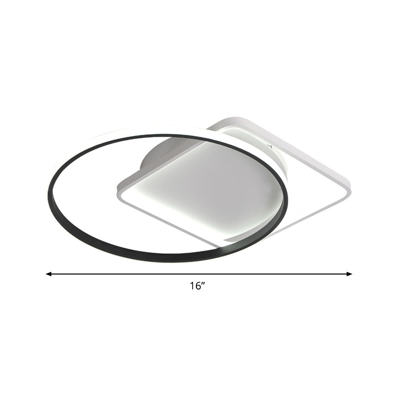 Ring Flushmount Modernist Acrylic LED White Ceiling Light Fixture in White/Warm Light, 16"/19.5" Wide Clearhalo 'Ceiling Lights' 'Close To Ceiling Lights' 'Close to ceiling' 'Flush mount' Lighting' 297753
