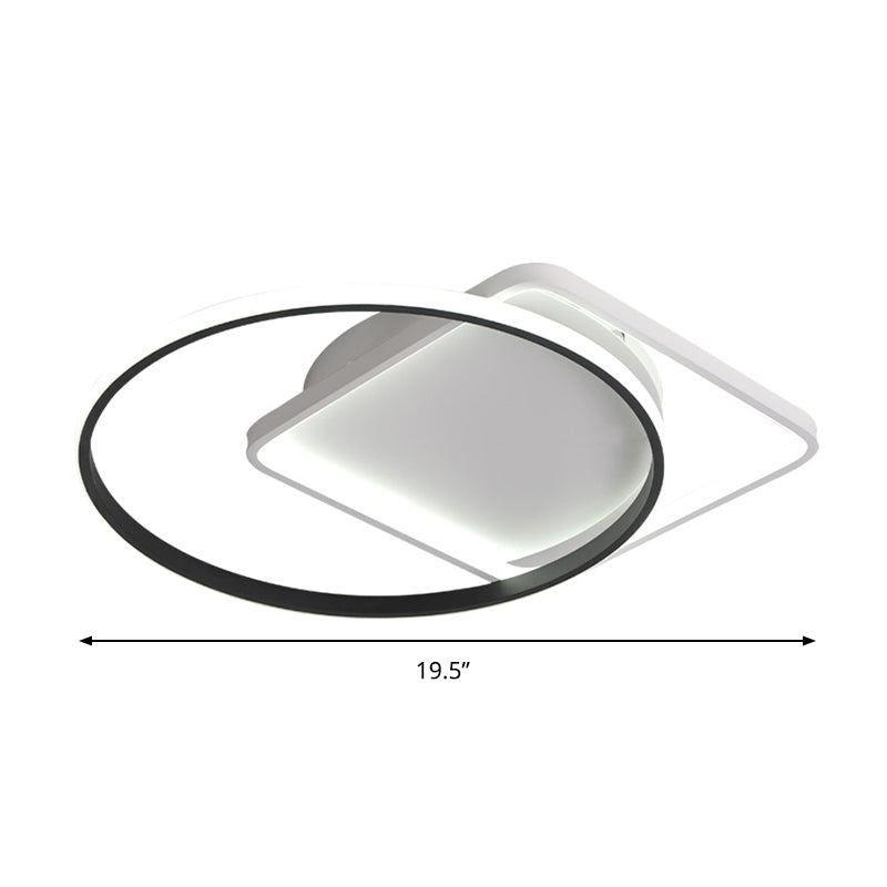 Ring Flushmount Modernist Acrylic LED White Ceiling Light Fixture in White/Warm Light, 16"/19.5" Wide Clearhalo 'Ceiling Lights' 'Close To Ceiling Lights' 'Close to ceiling' 'Flush mount' Lighting' 297754