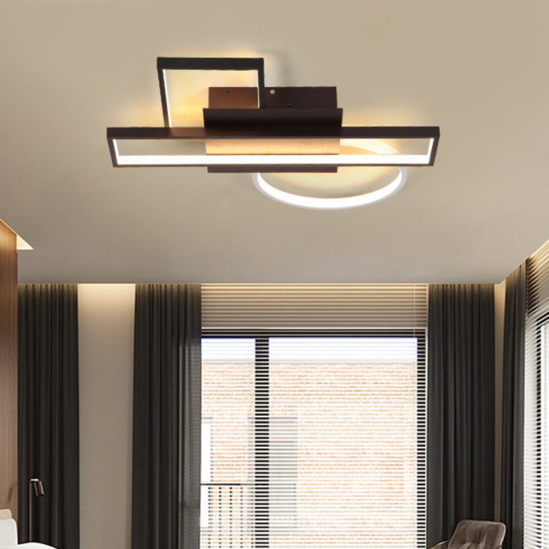 Rectangle Flush Mount Modern Acrylic 23.5"/31.5"/39" Wide LED Black Ceiling Mounted Fixture for Bedroom Black Clearhalo 'Ceiling Lights' 'Close To Ceiling Lights' 'Close to ceiling' 'Flush mount' Lighting' 297755