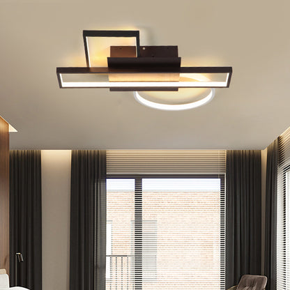 Rectangle Flush Mount Modern Acrylic 23.5"/31.5"/39" Wide LED Black Ceiling Mounted Fixture for Bedroom Black Clearhalo 'Ceiling Lights' 'Close To Ceiling Lights' 'Close to ceiling' 'Flush mount' Lighting' 297755