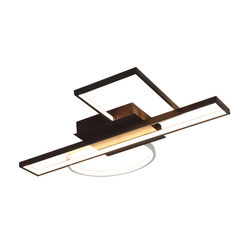 Rectangle Flush Mount Modern Acrylic 23.5"/31.5"/39" Wide LED Black Ceiling Mounted Fixture for Bedroom Clearhalo 'Ceiling Lights' 'Close To Ceiling Lights' 'Close to ceiling' 'Flush mount' Lighting' 297757