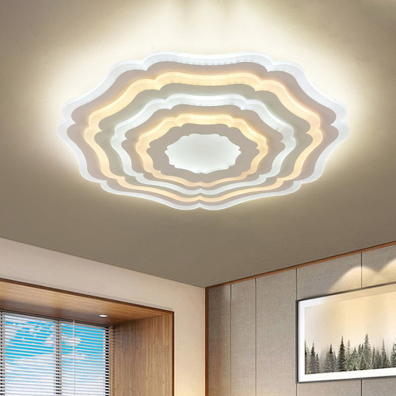 Simple Style Ripple Flush Mount Light Acrylic Bedroom LED Ceiling Light in White Clearhalo 'Ceiling Lights' 'Close To Ceiling Lights' 'Close to ceiling' 'Flush mount' Lighting' 297769