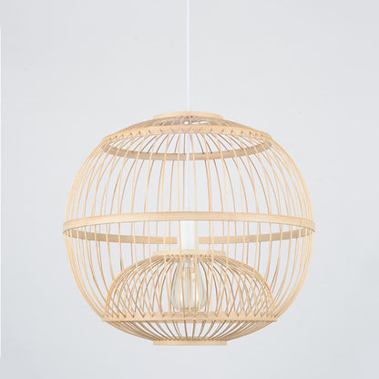 14“/16” Dia Globe Dining Room Ceiling Lamp Bamboo 1 Light Modern Style Pendant Light Fixture in Beige Beige Clearhalo 'Ceiling Lights' 'Modern Pendants' 'Modern' 'Pendant Lights' 'Pendants' Lighting' 297990