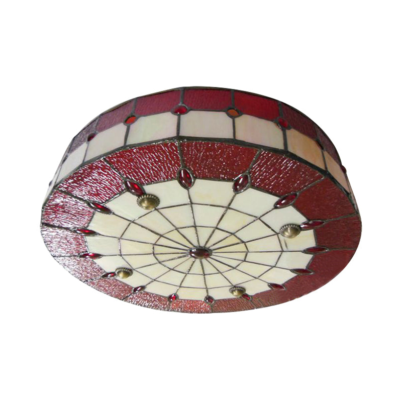 Bedroom Ceiling Lights Tiffany, Drum Flush Mount Light Fixture with Jewel Decoration Clearhalo 'Ceiling Lights' 'Close To Ceiling Lights' 'Close to ceiling' 'Flush mount' Lighting' 2993