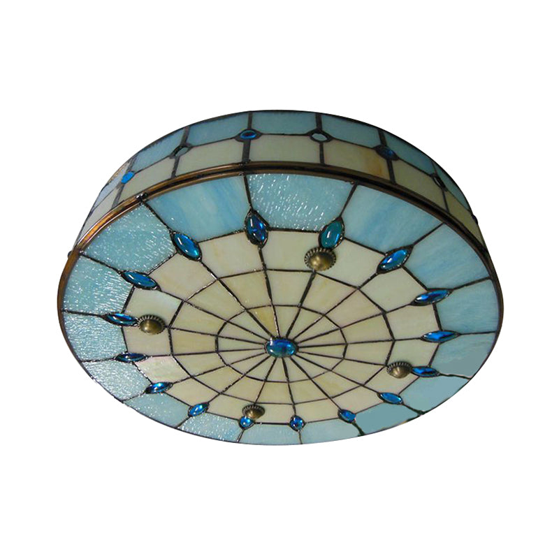 Bedroom Ceiling Lights Tiffany, Drum Flush Mount Light Fixture with Jewel Decoration Clearhalo 'Ceiling Lights' 'Close To Ceiling Lights' 'Close to ceiling' 'Flush mount' Lighting' 2999
