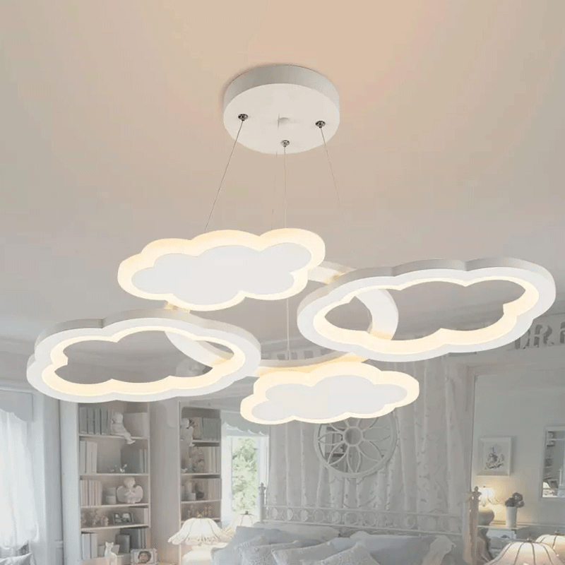 Cloud Ceiling Pendant Light Nordic Acrylic LED White Chandelier Lamp for Bedroom, Warm/White Light Clearhalo 'Ceiling Lights' 'Chandeliers' Lighting' options 3
