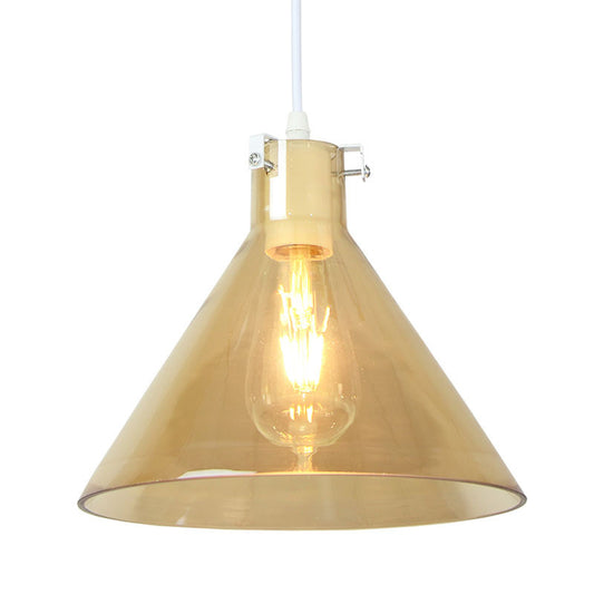 Cone Dining Room Hanging Light Amber Glass 1 Head Modernist Ceiling Suspension Lamp Clearhalo 'Ceiling Lights' 'Glass shade' 'Glass' 'Modern Pendants' 'Modern' 'Pendant Lights' 'Pendants' Lighting' 302768