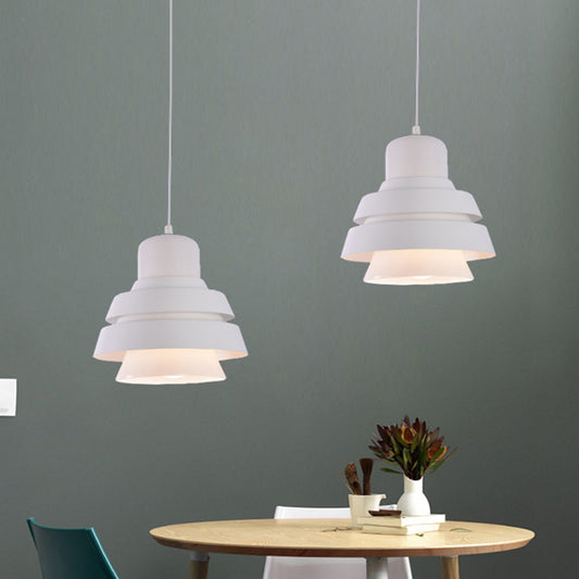 1 Bulb Bedroom Pendant Light Modern White Suspended Lighting Fixture with Flared Metal Shade Clearhalo 'Ceiling Lights' 'Modern Pendants' 'Modern' 'Pendant Lights' 'Pendants' Lighting' 302770