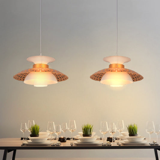 1 Bulb Domed Hanging Lamp Contemporary Metal Ceiling Pendant Light in White and Gold White-Gold Clearhalo 'Ceiling Lights' 'Modern Pendants' 'Modern' 'Pendant Lights' 'Pendants' Lighting' 302776
