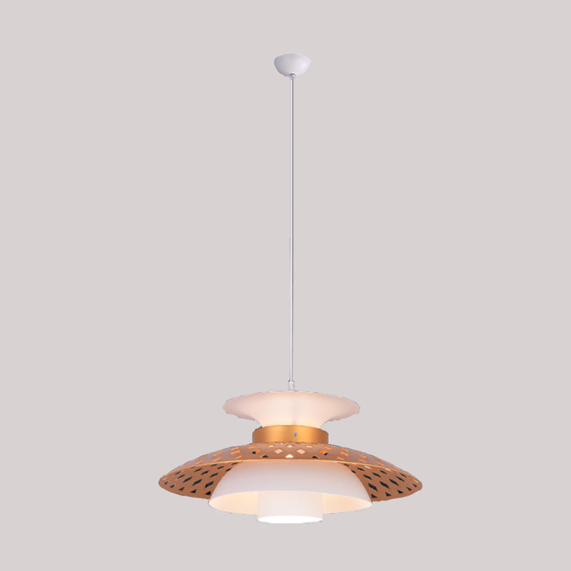 1 Bulb Domed Hanging Lamp Contemporary Metal Ceiling Pendant Light in White and Gold Clearhalo 'Ceiling Lights' 'Modern Pendants' 'Modern' 'Pendant Lights' 'Pendants' Lighting' 302778