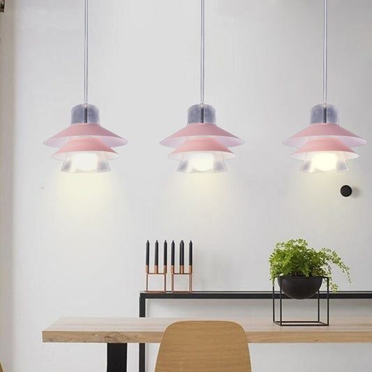 Wide Flare Pendant Lighting Modernist Metal 1 Bulb Hanging Light Fixture in Pink Clearhalo 'Ceiling Lights' 'Modern Pendants' 'Modern' 'Pendant Lights' 'Pendants' Lighting' 302783