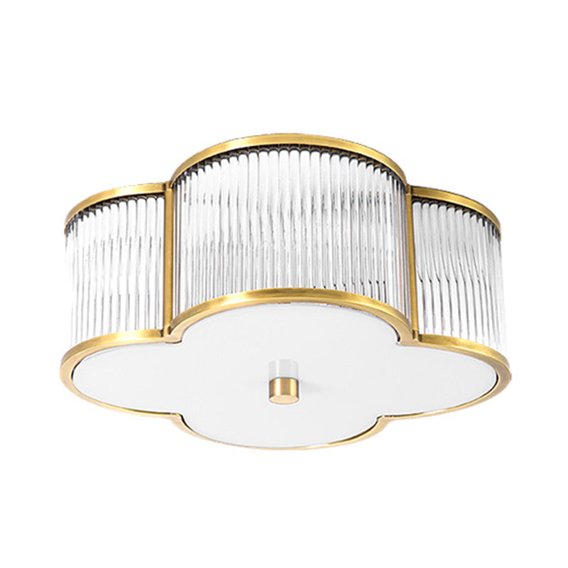 Clover Crystal Ceiling Mounted Fixture Traditional 4 Lights Gold Flush Mount Spotlight Gold Clearhalo 'Ceiling Lights' 'Close To Ceiling Lights' 'Close to ceiling' 'Flush mount' Lighting' 302817